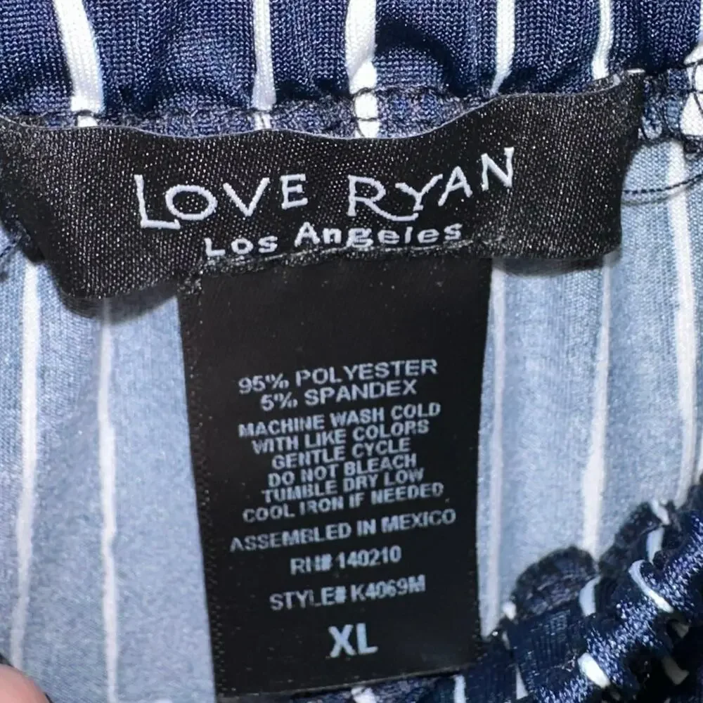 Love Ryan Navy Stripe Midi Skirt XL NWT Elastic Waist Flowy Boho